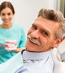 man at a consultation for dentures 