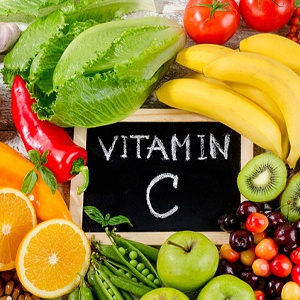 Collection of fruits and vegetables high in vitamin C
