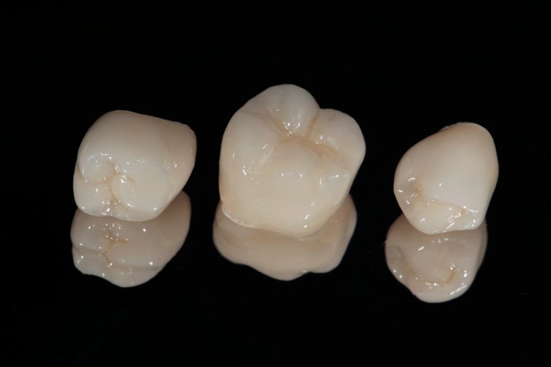 dental crowns lying on a table